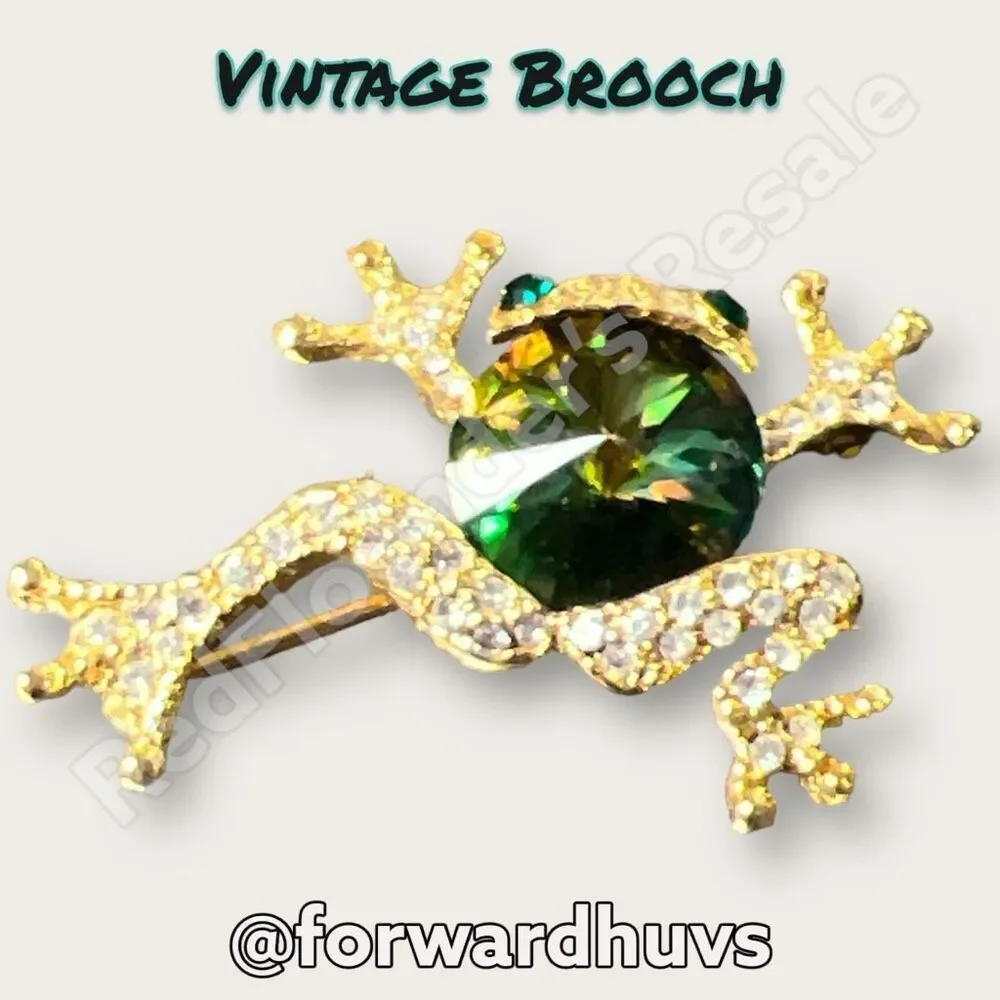 Vintage Rhinestone Frog Brooch - Highly Collectible!
